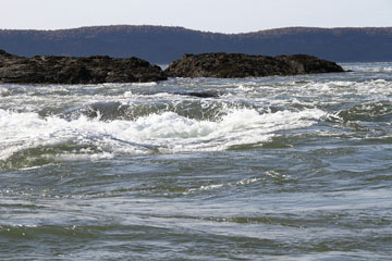 The amazing Churning water at Black Rock on the Bay of Fundy – this spring tide reached 45 feet: and featured currents of 5 metros per second.  Photograph by David Dodge, Green Energy Futures, Fundy Ocean Research Centre &amp; Bay of Fundy